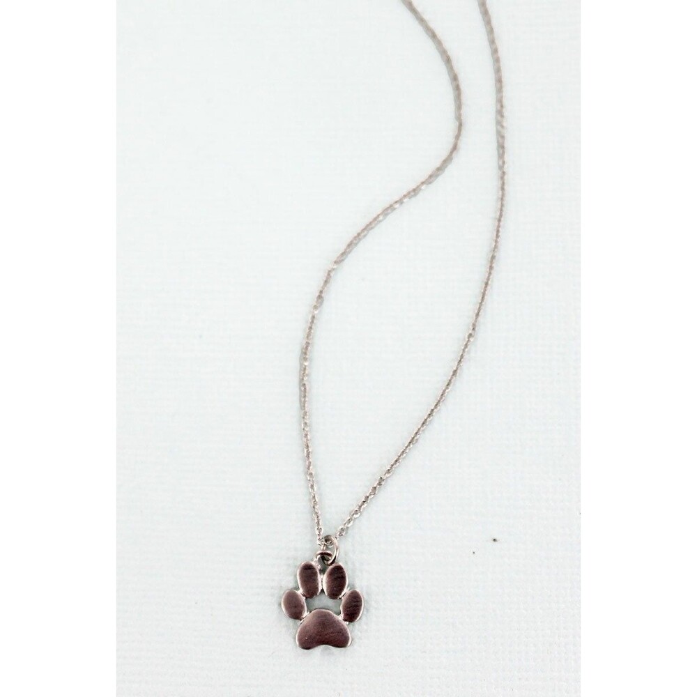 Nwt Petite Silvertone Paw Print Pendant Necklace Dog Cat Lover Memorial Gift